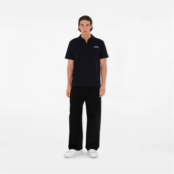 burberry archival logo embroidery cotton pique polo shirt
